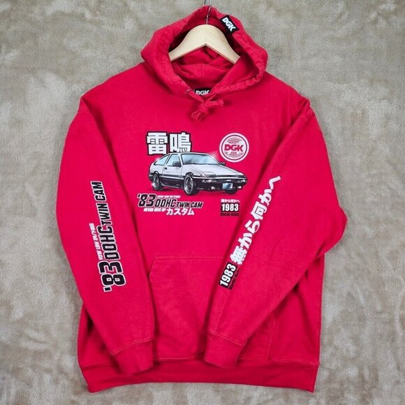 DGK Other - DGK Hoodie Men's Size XL JDM Racing AE86 Initial D Drifting Sweatshirt Red